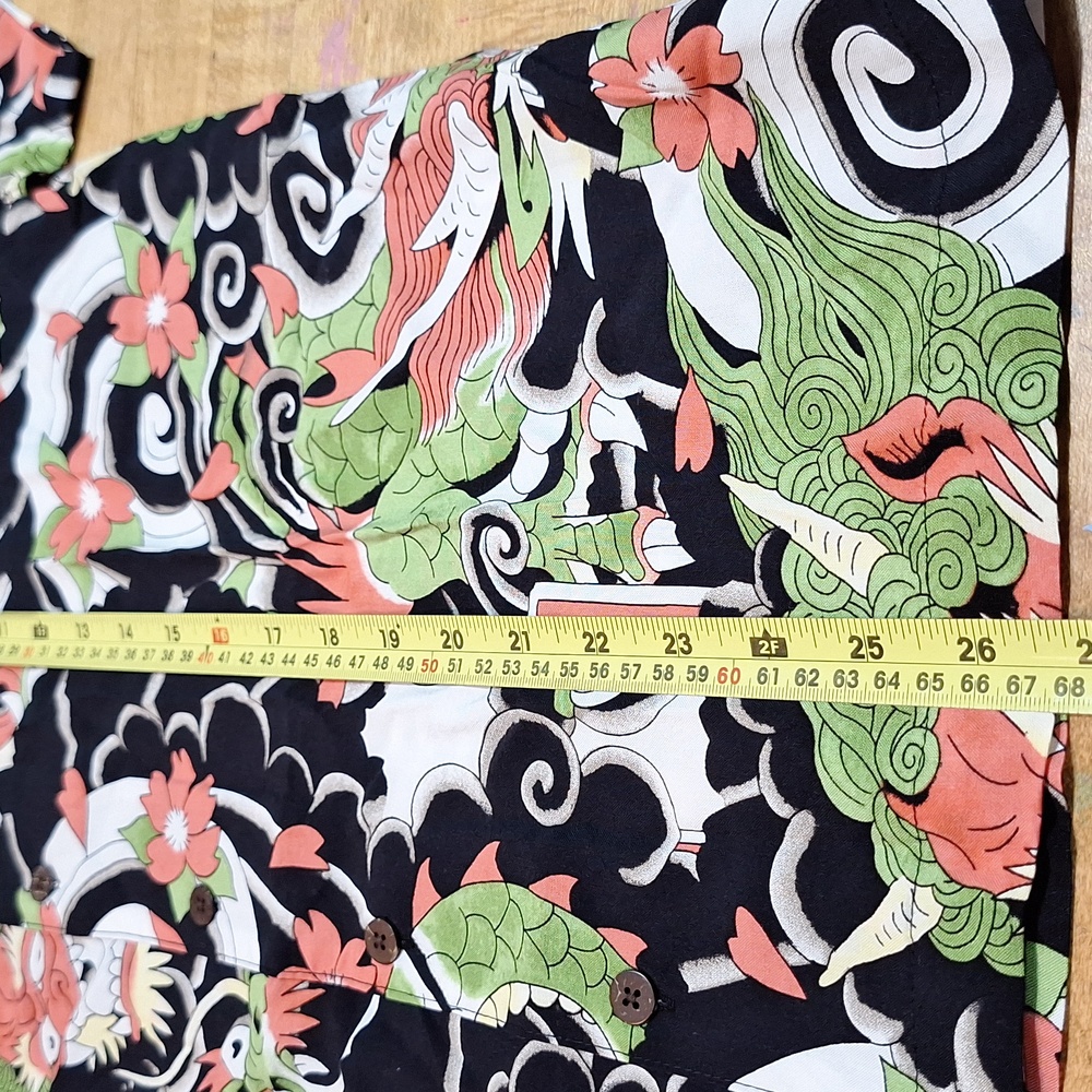 New Ed Hardy Chinese Dragon Hawaiian Button Up Shirt Shortsleeve Small - Picture 8 of 9